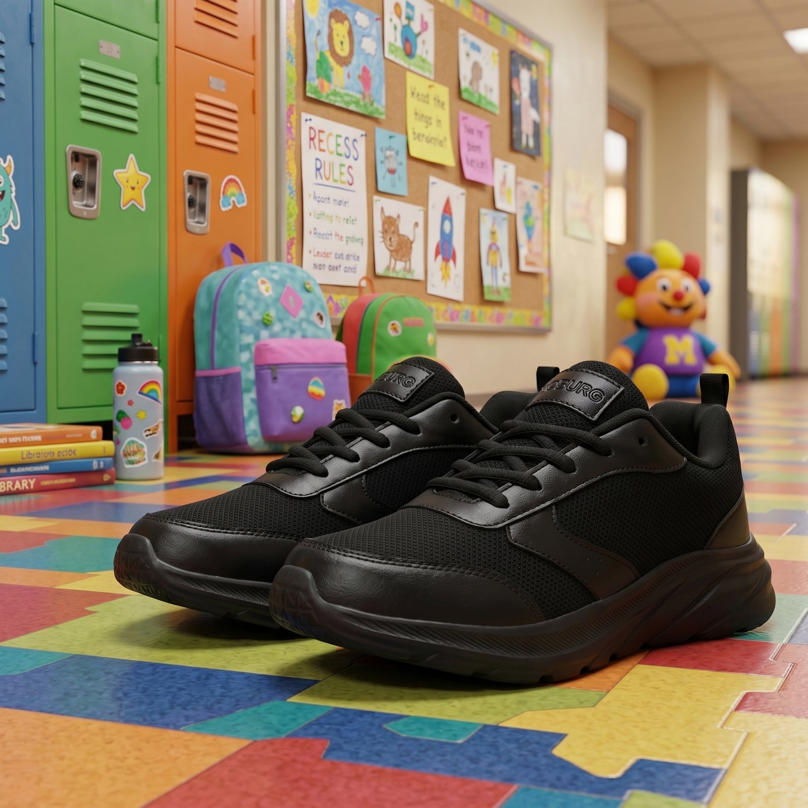 Genex School Shoes for Kids (Black, 15-16 Years)