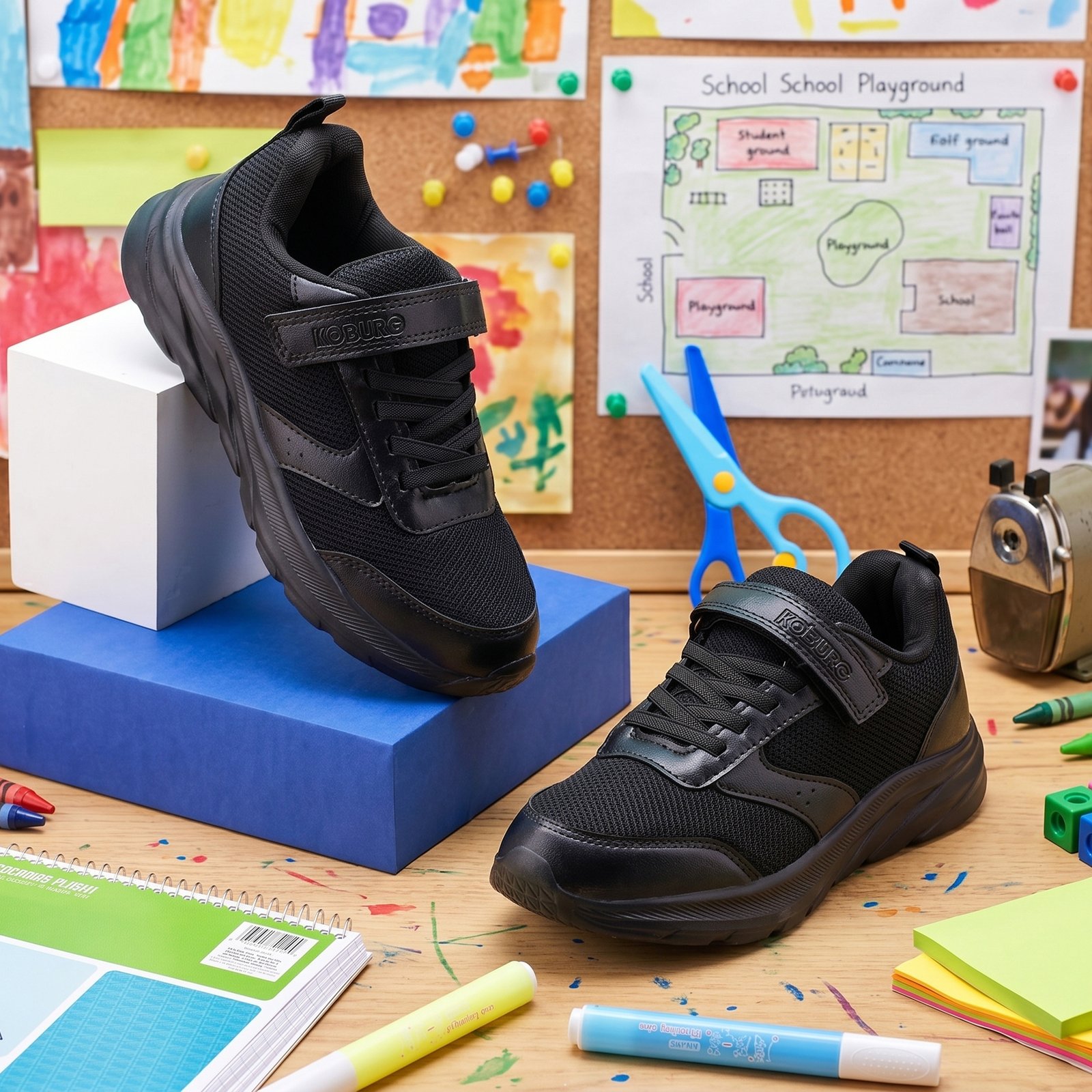 Genex School Shoes for Kids (Black, 11-12 Years)