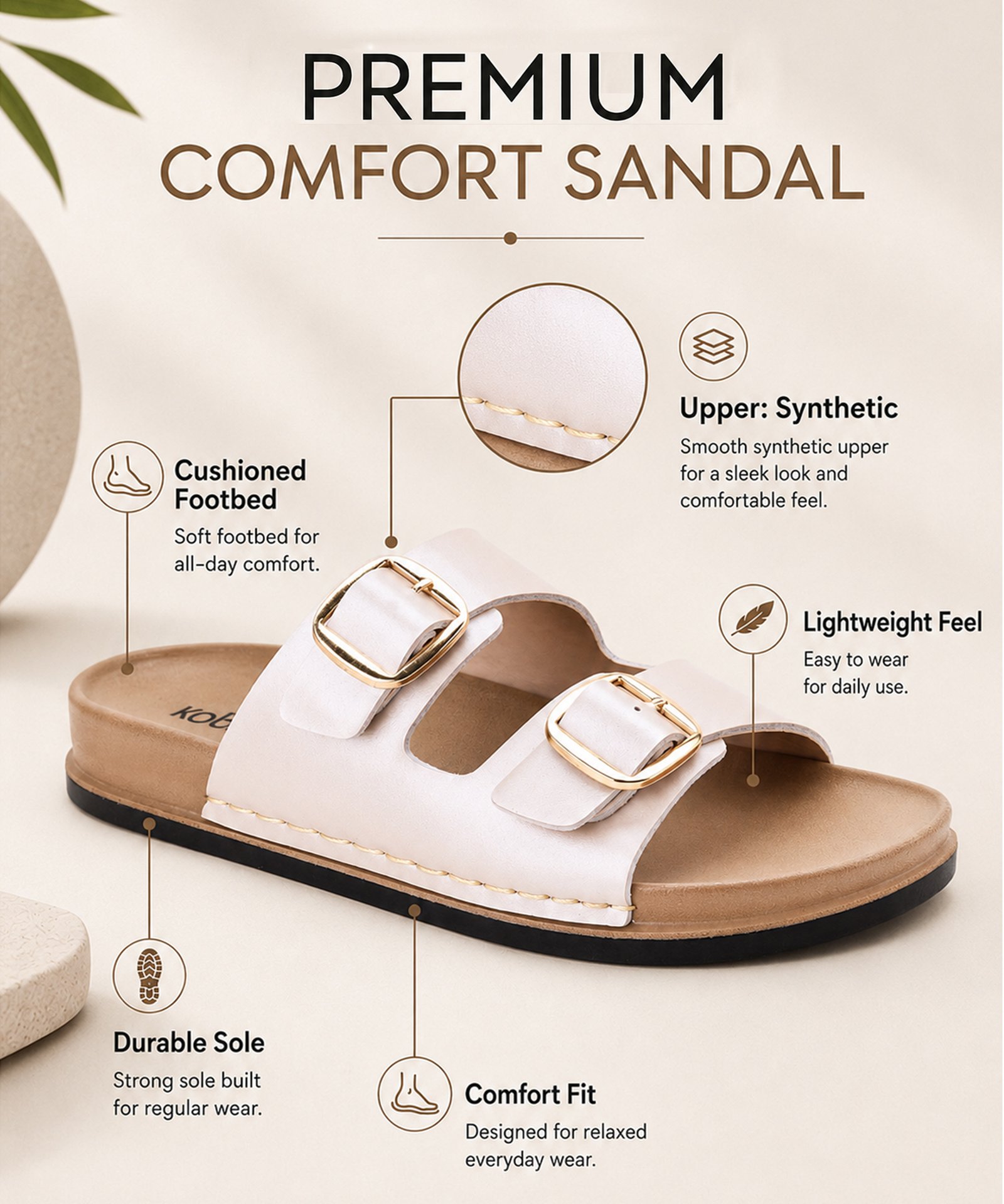 Stella Sandal for Women (Silver Tan) - Image 3