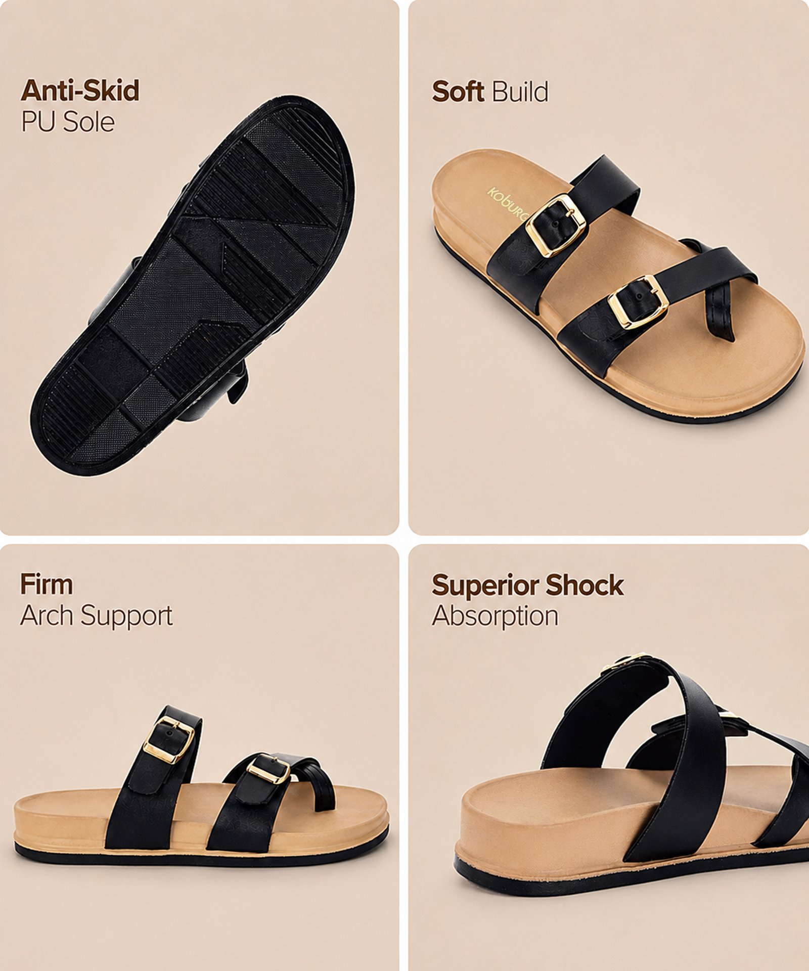 Sia Sandal for Women (Black Tan) - Image 5