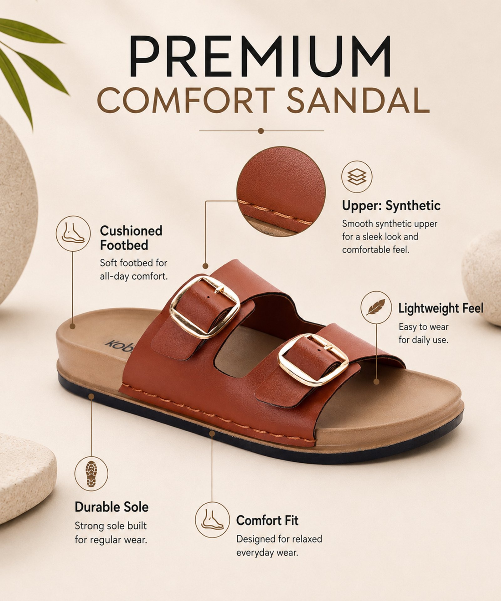 Stella Sandal for Women (Tan) - Image 4