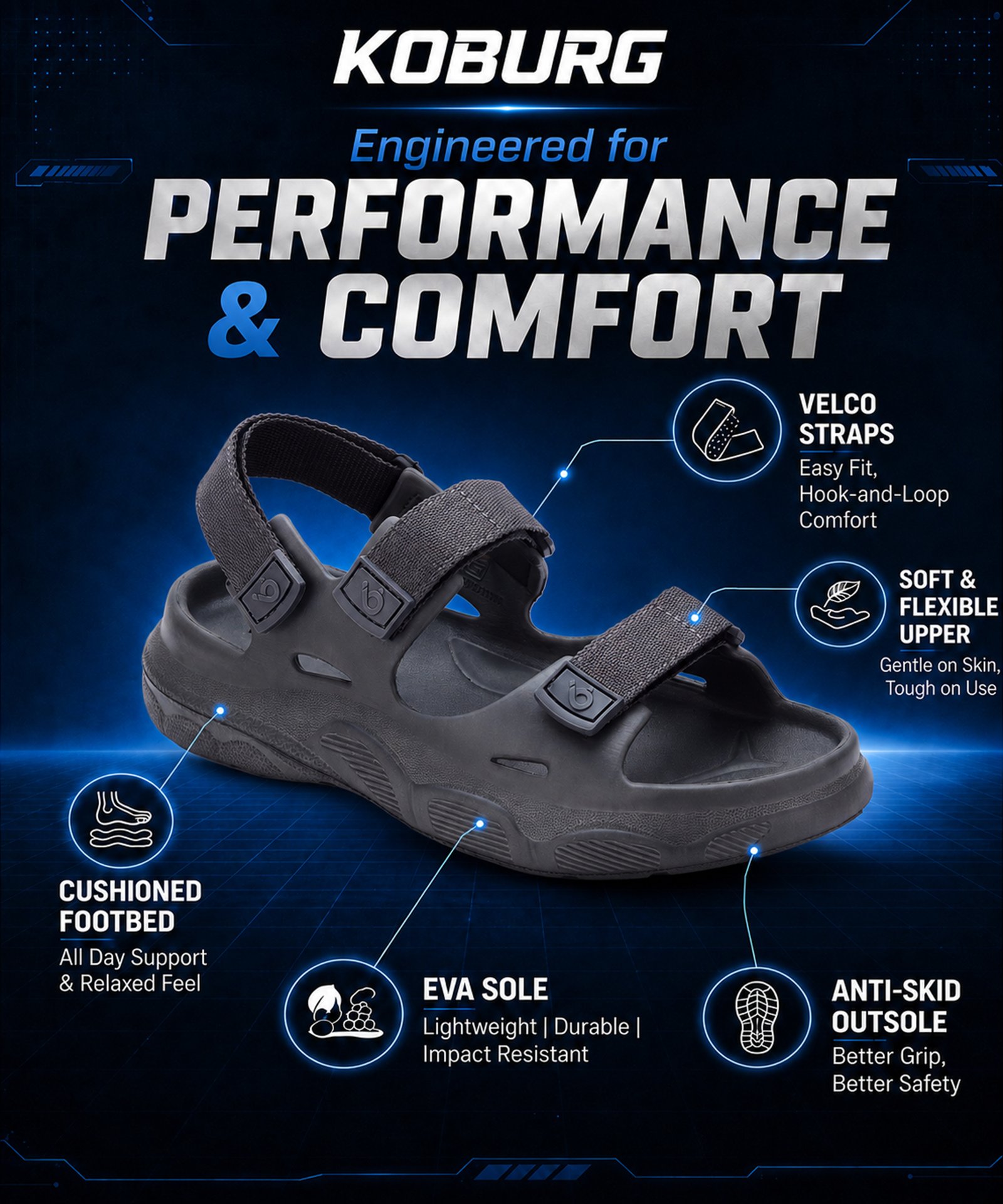 Alaska Sports Sandals for Men (Dark Grey) - Image 6