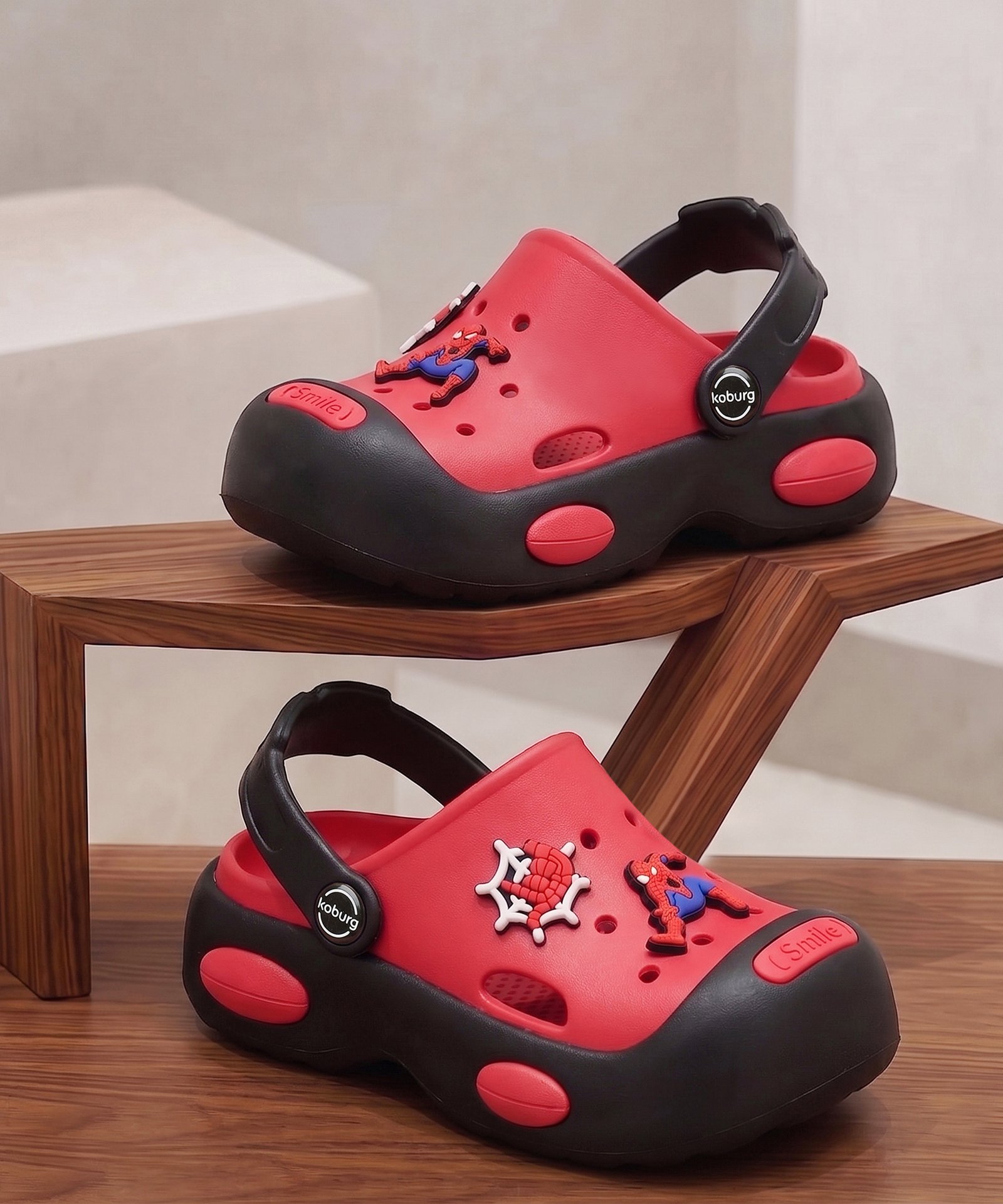 Koburg First Smile Kids Casual Clogs (Black Red)