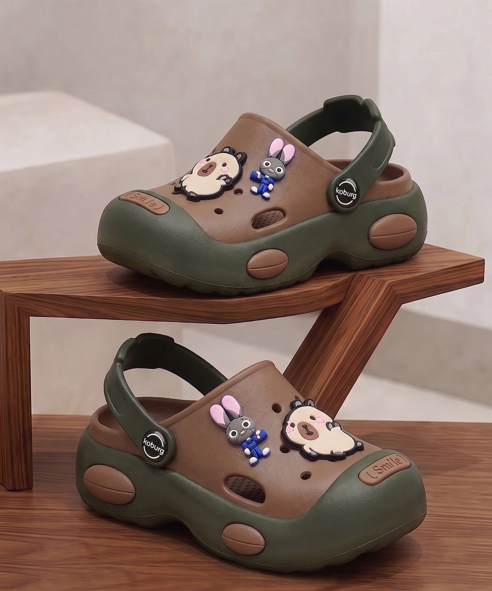 Koburg First Smile Kids Casual Clogs (Green Beige)
