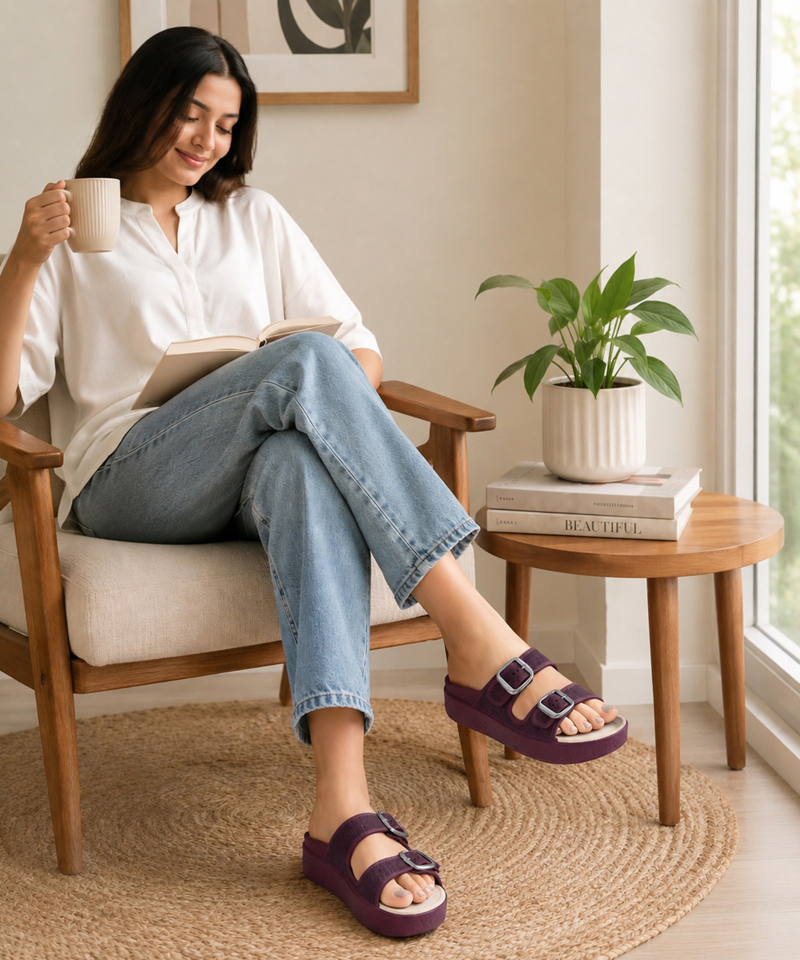 Aura Sandals for Women (Wine Beige) - Image 3