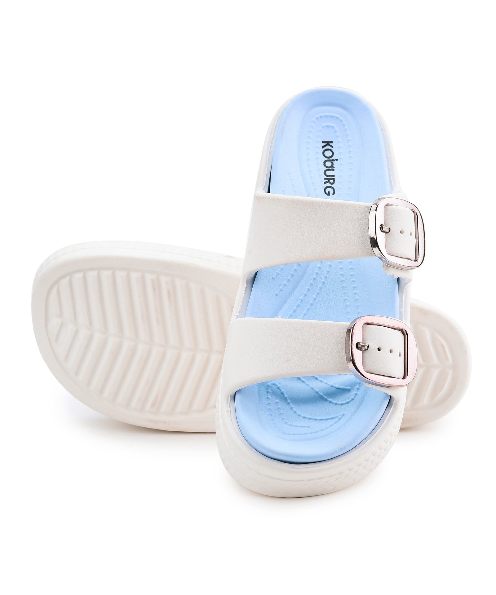 Diva Sandals for Women (White Skyblue) - Image 4
