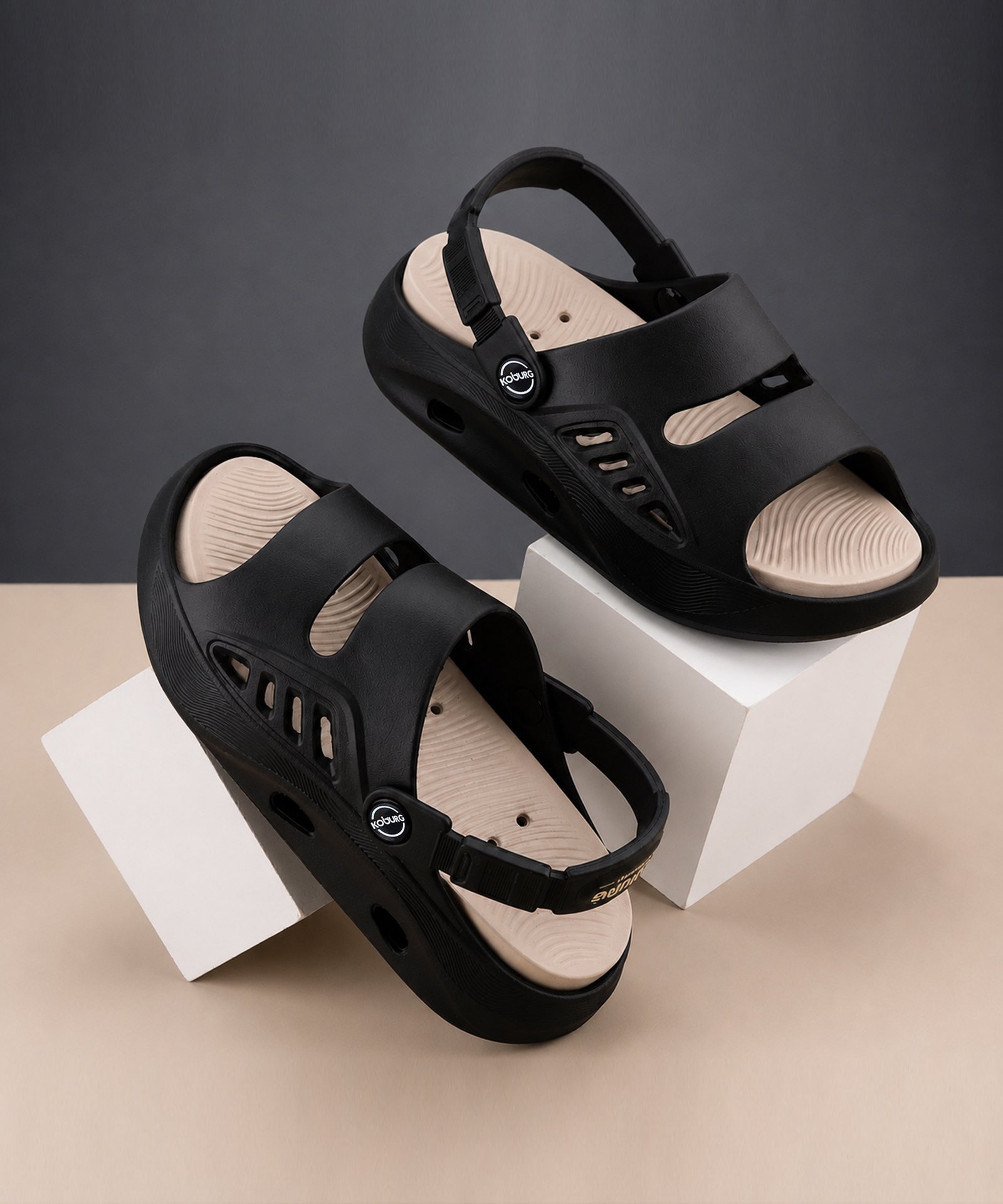 Koburg Boca Kids Sandals (Black Beige)