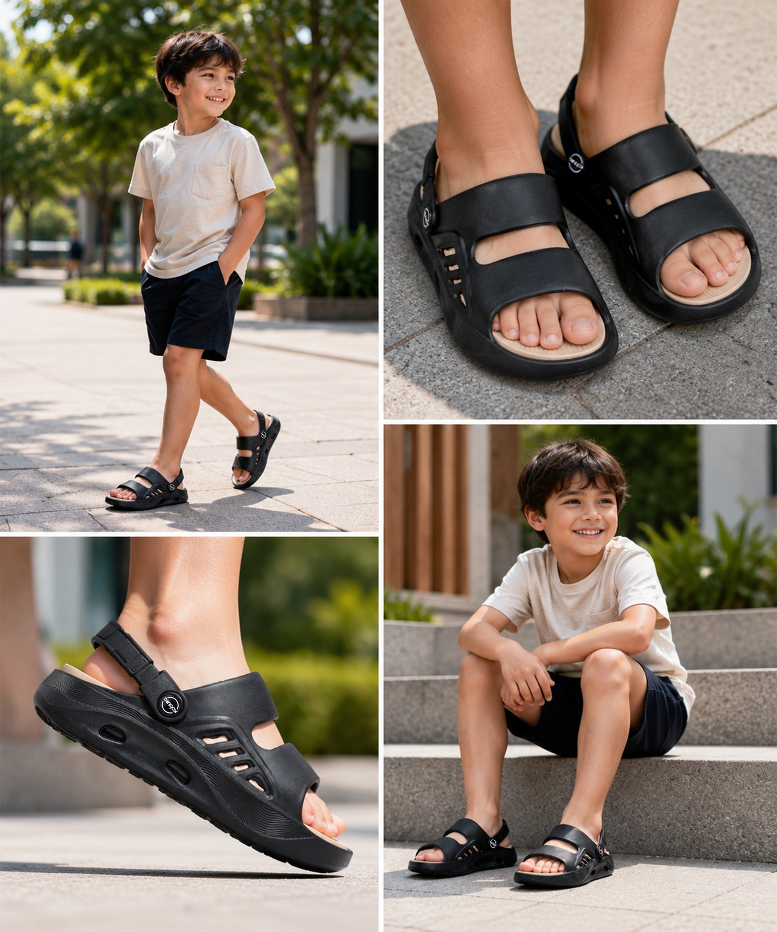 Koburg Boca Kids Sandals (Black Beige) - Image 5