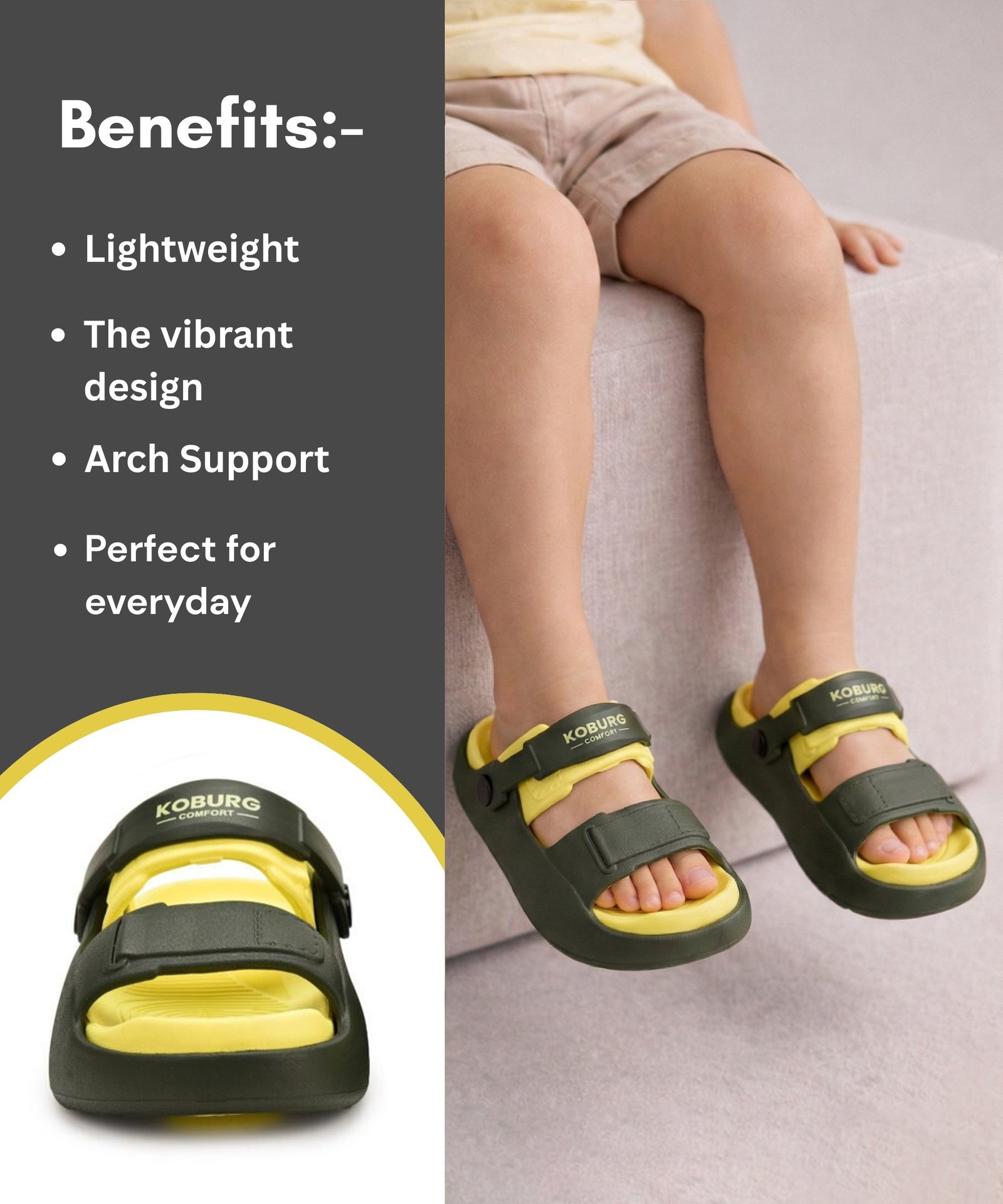 Koburg FunLite Kids Sandals (Green Yellow) - Image 6