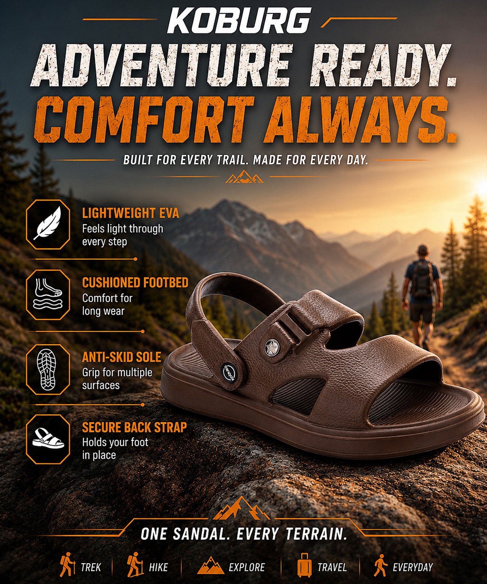 Vista Sandals for Men (Brown) - Image 4