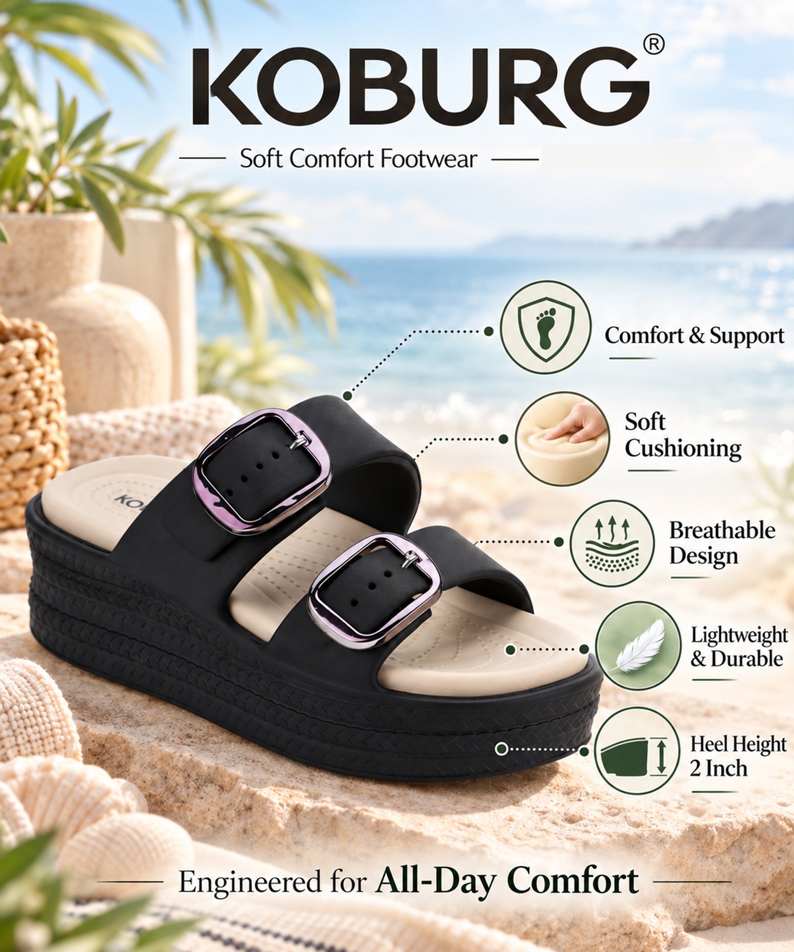 Diva Sandal for Women (Black Beige) - Image 5